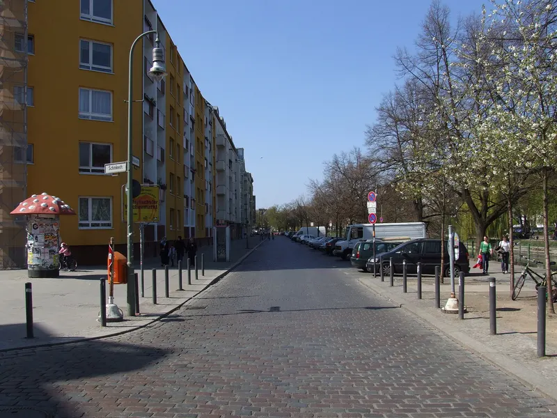 The Maybachufer in Berlin-Neukölln, the canal-side street where the market sets up.